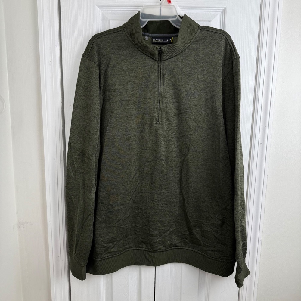 Under Armour ColdGear Quarter‎ Zip Pullover Green XXL 2XL Loose Fit Performance